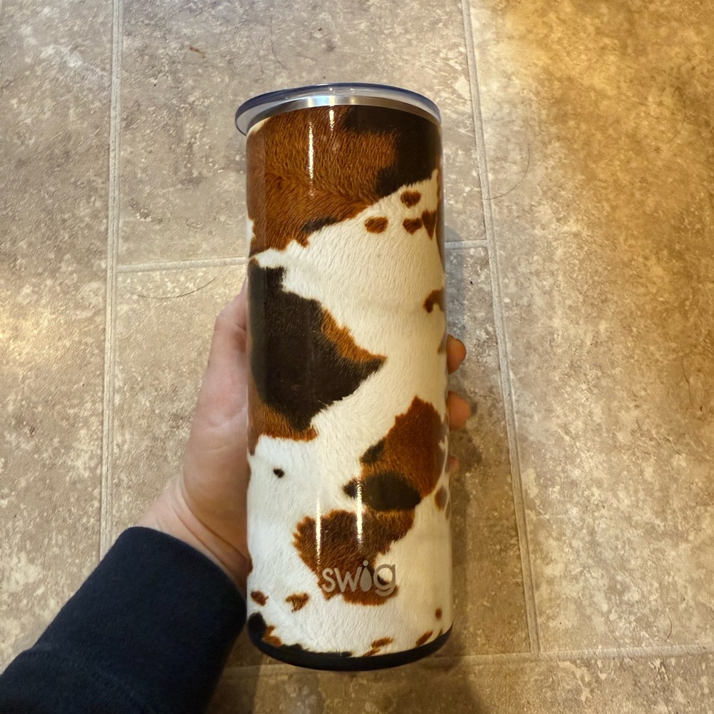 Swig Cowhide Tumbler - Brown and White